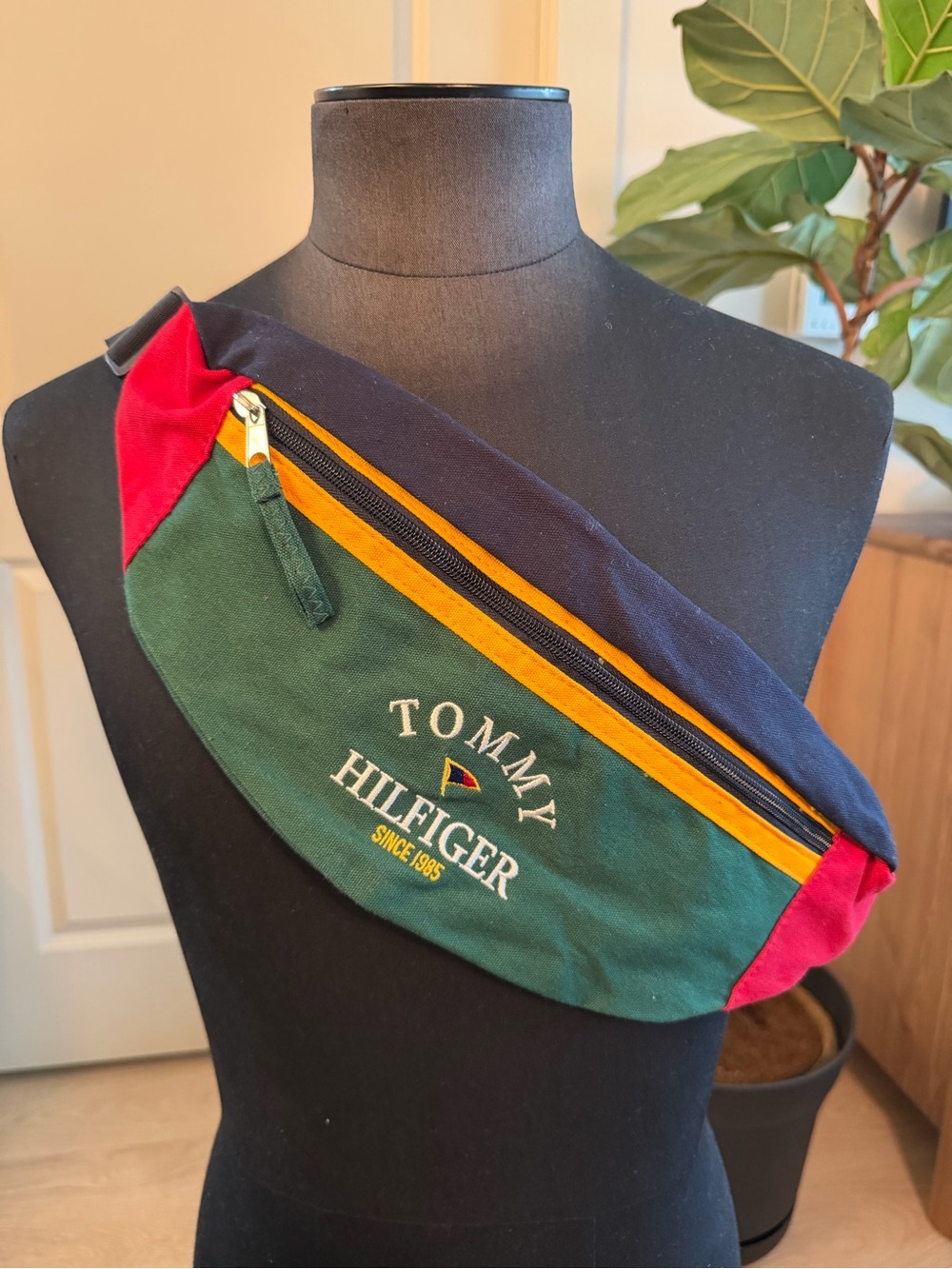Tommy Hilfiger Green, Navy & Red Colorblock Crossbody Bag